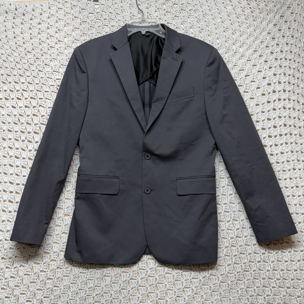 Express Blazer Suit Jacket Mens Sz 38R Gray Extra Slim Organic Cotton Blend